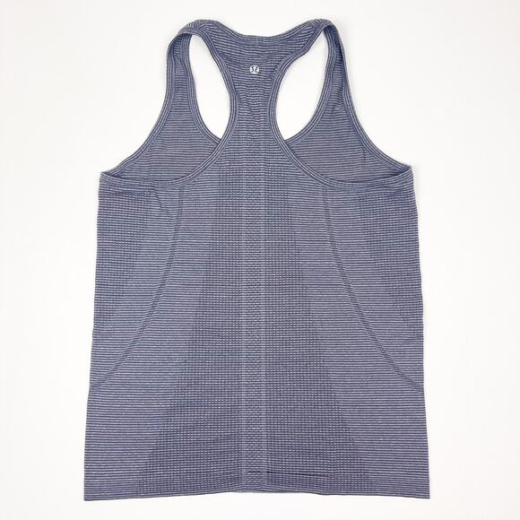 Lululemon Run: Swiftly Tech Racerback Heathered Cadet Blue Striped 8 - Picture 2 of 3